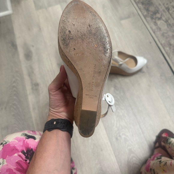 Veronica Beard Peep Toe Slingback Cork Wedge - Picture 7 of 8